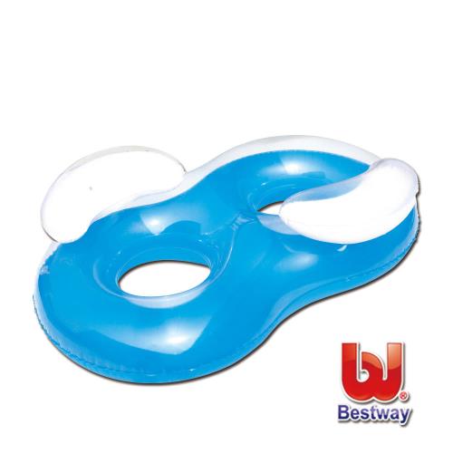 Bestway。加大雙人靠背浮排/8字泳圈/漂浮船/藍