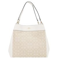 COACH 經典C LOGO織布皮革賈姬包(卡其白)
