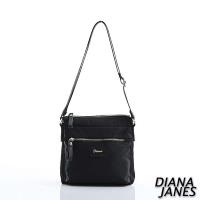 Diana Janes 尼龍 帆布配皮斜背包-黑
