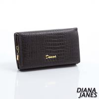 Diana Janes 鱷魚壓紋多層中夾-咖