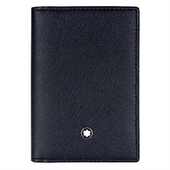 MONTBLANC 萬寶龍十字紋豪華型雙色名片夾-黑x藍 116344
