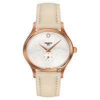 TISSOT天梭 BELLA ORA 系列小秒針女錶 珍珠貝x米色 31mm T1033103611100