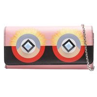 FENDI Crayons系列多彩琉璃鑲嵌眼睛圖騰手拿/斜背包(粉X黑色)