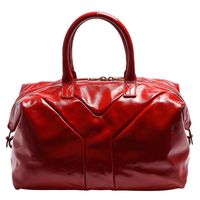 YSL EASY系列 Y-LOGO漆皮波士頓雙拉鍊手提包(罌粟紅)