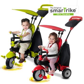 英國smarTrike新一代 英倫俏皮史崔克嬰幼兒4合1三輪車(青蘋綠、櫻桃紅)