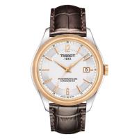 TISSOT天梭 Ballade COSC 80小時矽游絲機械腕錶 銀x咖啡 T1084082603700