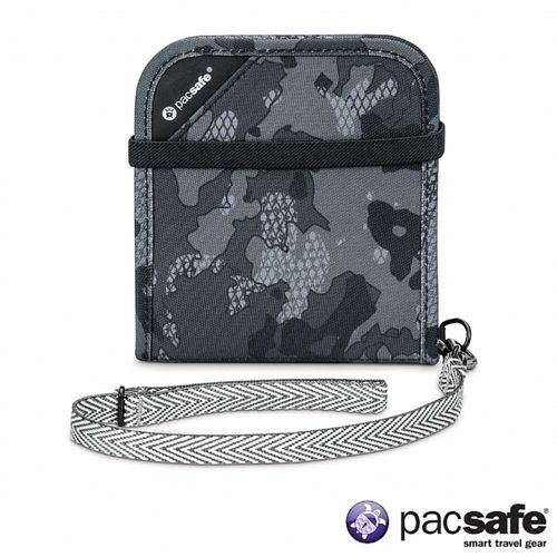 Pacsafe RFIDSAFE V100 防盜皮夾(迷彩灰)(1380)