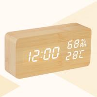 多功能木紋時鐘/鬧鐘 聲控顯示 溫度/濕度/萬年曆 LED USB供電
