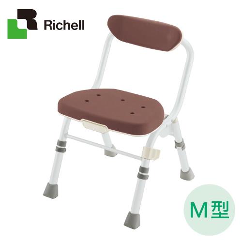 Richell利其爾-可收摺高背洗澡椅-M型-咖啡