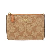 COACH 防水LOGO拉鍊零錢鑰匙包(棕色)