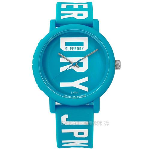 Superdry 極度乾燥 / SYL196UW / 雙色炫彩品牌LOGO矽膠手錶 藍色 38mm