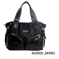 Diana Janes 尼龍帆布配牛皮花朵造型兩用包