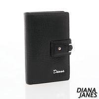 Diana Janes 牛皮 鱷魚紋對折中夾-黑