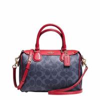 COACH PVC 馬車防刮緹花拼接手提/斜背波士頓包(共三款)