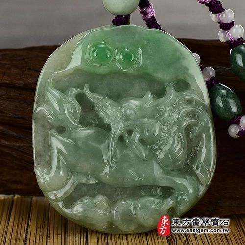 【東方翡翠寶石】翡翠麒麟項鍊玉珮(神獸獻瑞:麒麟牌A貨翡翠麒麟玉珮、緬甸玉麒麟玉墜)CL028