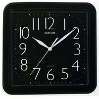 【CASIO】 流線大方指針方形掛鐘-黑 (IQ-02S-1)