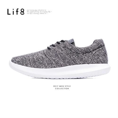 Life8-Sport 輕羽量 雙色針織布 經典太空漂浮運動鞋-09598-黑色