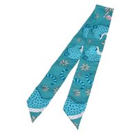 HERMES 愛馬仕Les Leopards花豹圖騰Twilly絲巾/領結(綠)