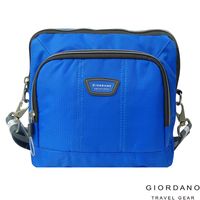 GIORDANO ~ 佐丹奴格休閒格紋雙色斜側背包(天空藍)送隨身零錢包*1