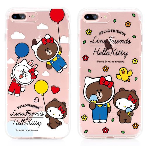 GARMMA Hello Kitty X LINE iPhone 7 4.7吋-空壓氣墊防摔保護軟殼-聯名系列