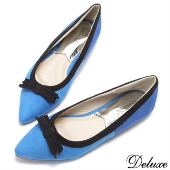 【Deluxe】古典法式淑女蝴蝶鞋娃娃鞋(藍)-2828-16