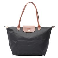 LONGCHAMP 摺疊長提把水餃手提包(中/黑)