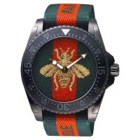 GUCCI 古馳 Dive 蜜蜂200米潛水錶 紅綠 45mm YA136216