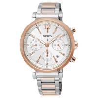 SEIKO精工 LUKIA 太陽能計時女錶 銀x雙色 36mm V175-0DY0KS SSC844J1
