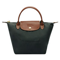 LONGCHAMP 新色上市短把尼龍水餃包(小-槍銅色)