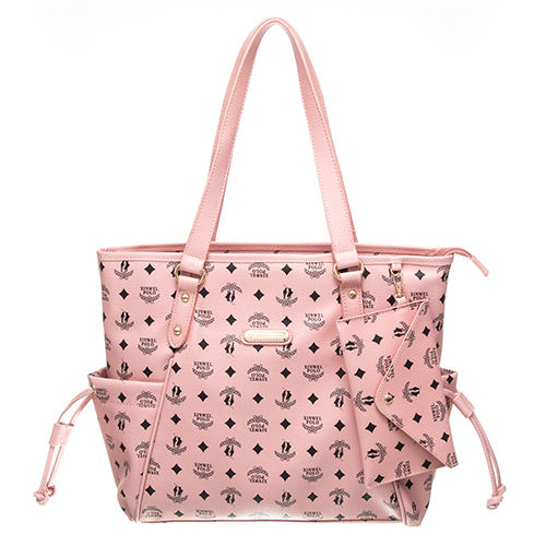 【XINWEI POLO】奢華LOGO風雙側口袋抽繩包附零錢包(8129)-粉色