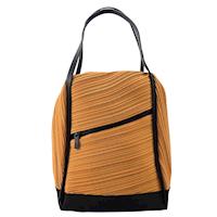 ISSEY MIYAKE 三宅一生PLEATS PLEASE BIAS皮革邊飾褶紋肩背包(大/土黃)