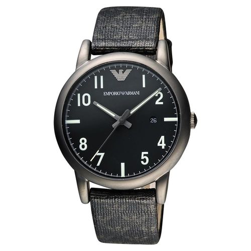 ARMANI Classic 品牌壓紋時尚腕錶 黑 41mm AR1834