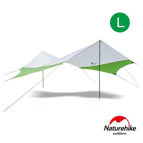 Naturehike 旭日210T抗紫外線防水遮陽六角天幕 炊事帳 附帳桿 L號 綠灰