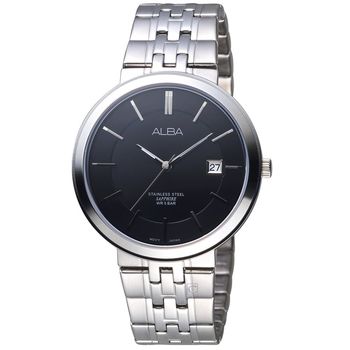 【ALBA 雅柏】簡約大三針黑面不銹鋼腕錶(40mm/VJ42-X224N)