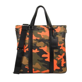 MICHAEL KORS JET SET MENS迷彩鐵牌手提/肩背包(橘綠)