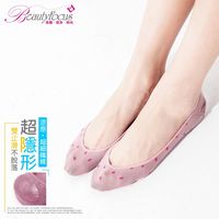 任-BeautyFocus 點點款後跟凝膠涼感隱形止滑襪 莓紅色 2502