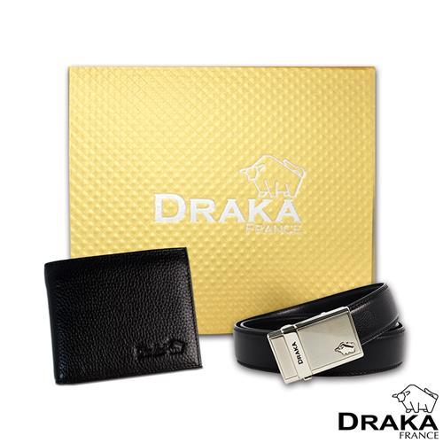DRAKA 達卡 - 黃金禮盒 真皮皮夾+自動皮帶-6016