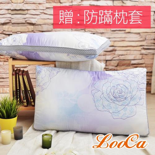 LooCa 薔薇天絲蠶絲60顆獨立筒枕(2入)