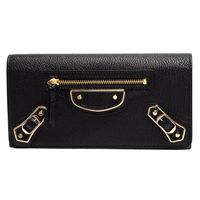 BALENCIAGA 巴黎世家METALLIC金釦山羊皮暗釦長夾(黑色)