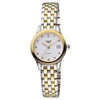 LONGINES 旗艦系列真鑽機械錶女錶 白x雙色版 L42743277