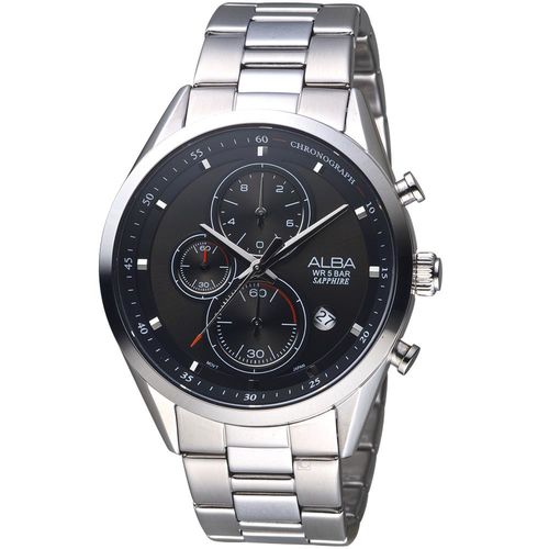 ALBA雅柏日系潮流三眼計時腕錶 VD57-X106D AM3463X1 黑