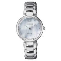 CITIZEN 星辰 L系列 光動能手鍊女錶 珍珠貝x銀 28mm EM0530-81D