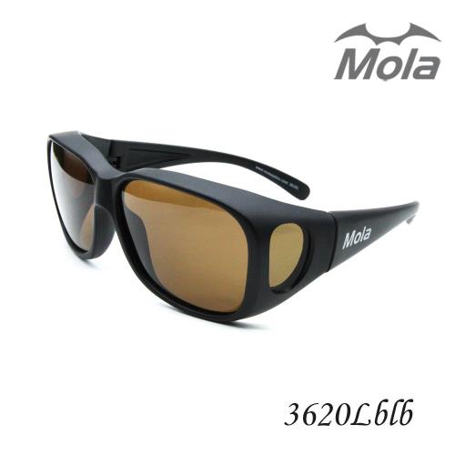 MOLA 摩拉大臉包覆式偏光太陽眼鏡/套鏡 近視可戴-3620Lblb