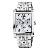ORIS Rectangular 月相經典機械腕錶 白 33x46mm 0158176584071-0782382