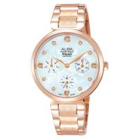ALBA雅柏 Fashion 幾何圖騰晶鑽女錶 33mm VD75-X110P AP6554X1