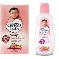 進口CUSSONS佳霜嬰兒--杏仁及玫瑰油香皂(100g)*12+乳液(200ml)*3