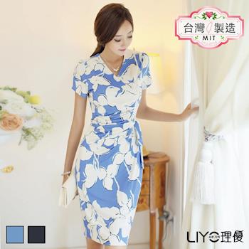 【LIYO理優】洋裝MIT印花綁帶連衣裙 626002