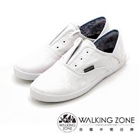 WALKING ZONE果漾YOUNG純棉帆布鞋休閒鞋 女鞋-白(另有黑/粉/藍/淺藍)