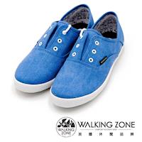 WALKING ZONE果漾YOUNG純棉帆布鞋休閒鞋 女鞋-藍(另有黑/白/粉/淺藍)