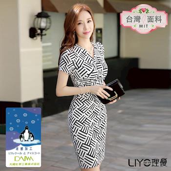 【LIYO理優】MIT涼感幾何印花合身洋裝E716004